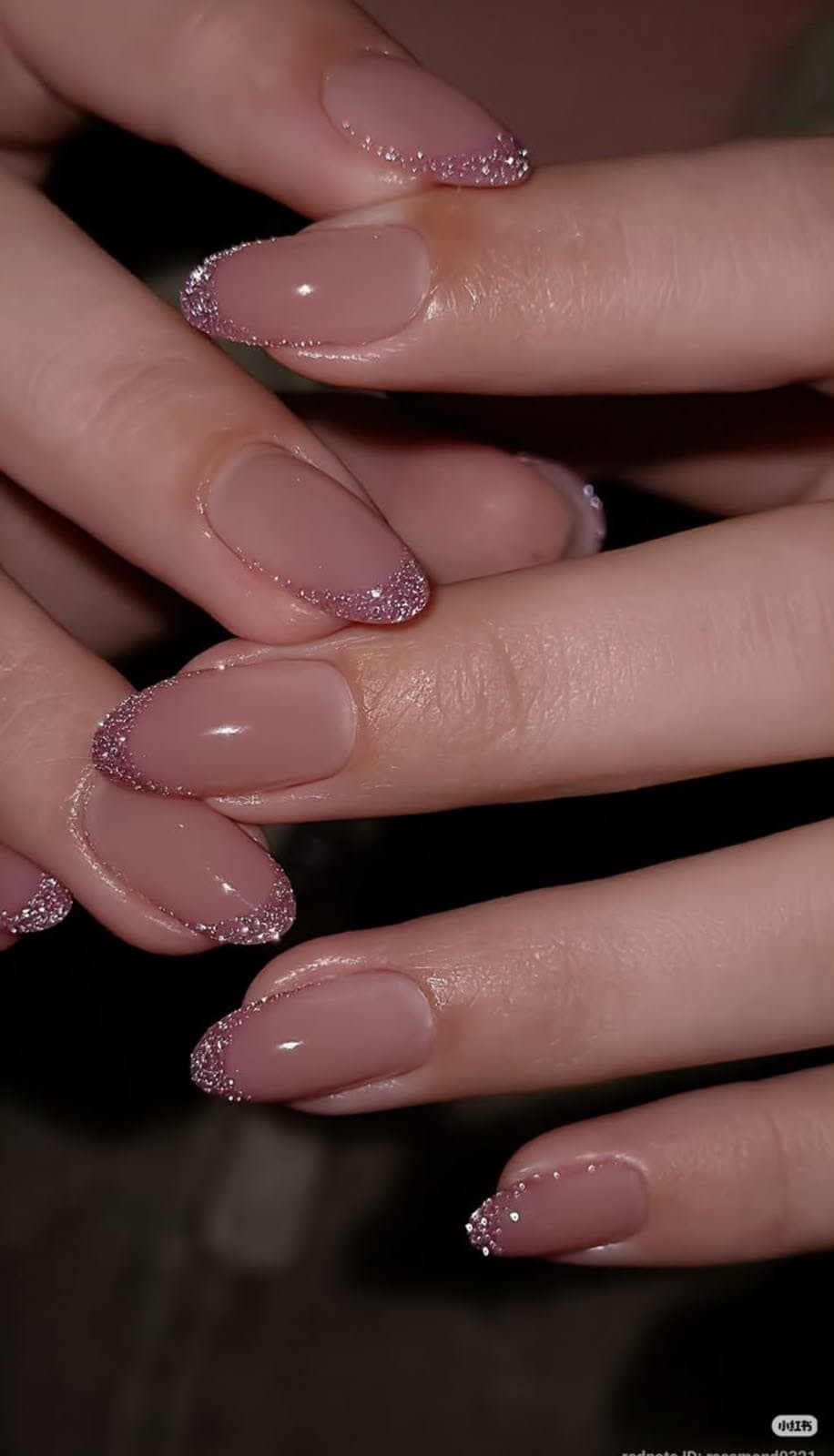 Pink Glitter French Cuff Press-On Nails