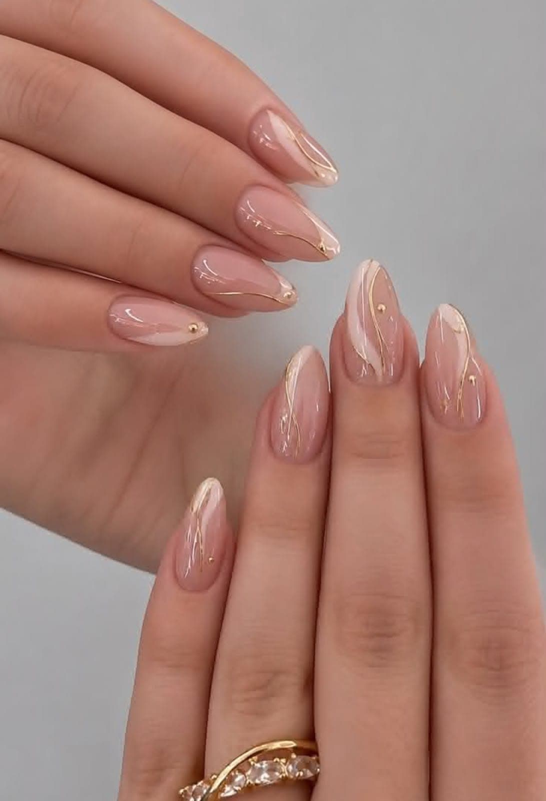 Gold Marble Swirl Press-On Nails