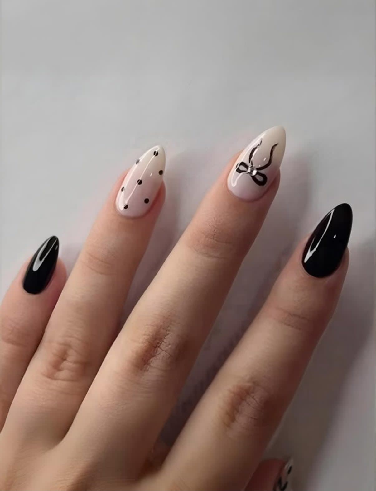 Black Bow Polka Dot Press-On Nails