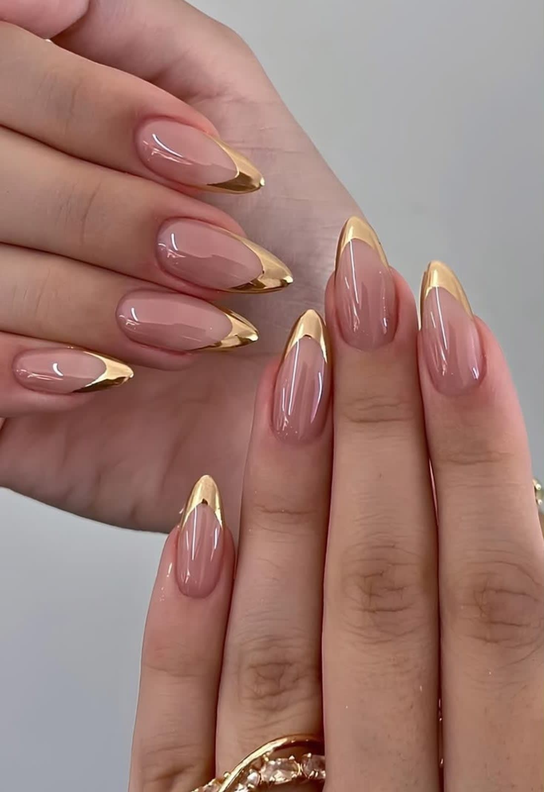 Gold Chrome French Tip Press-On Nails