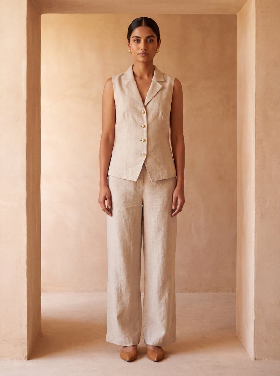 Textured Waistcoat Co-ord Set - front