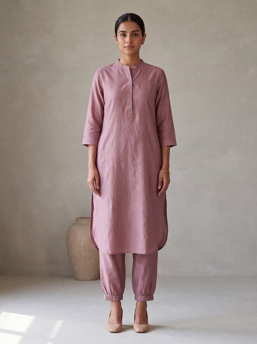Aira Pathani Co-ord Set - Dusty Rose - front