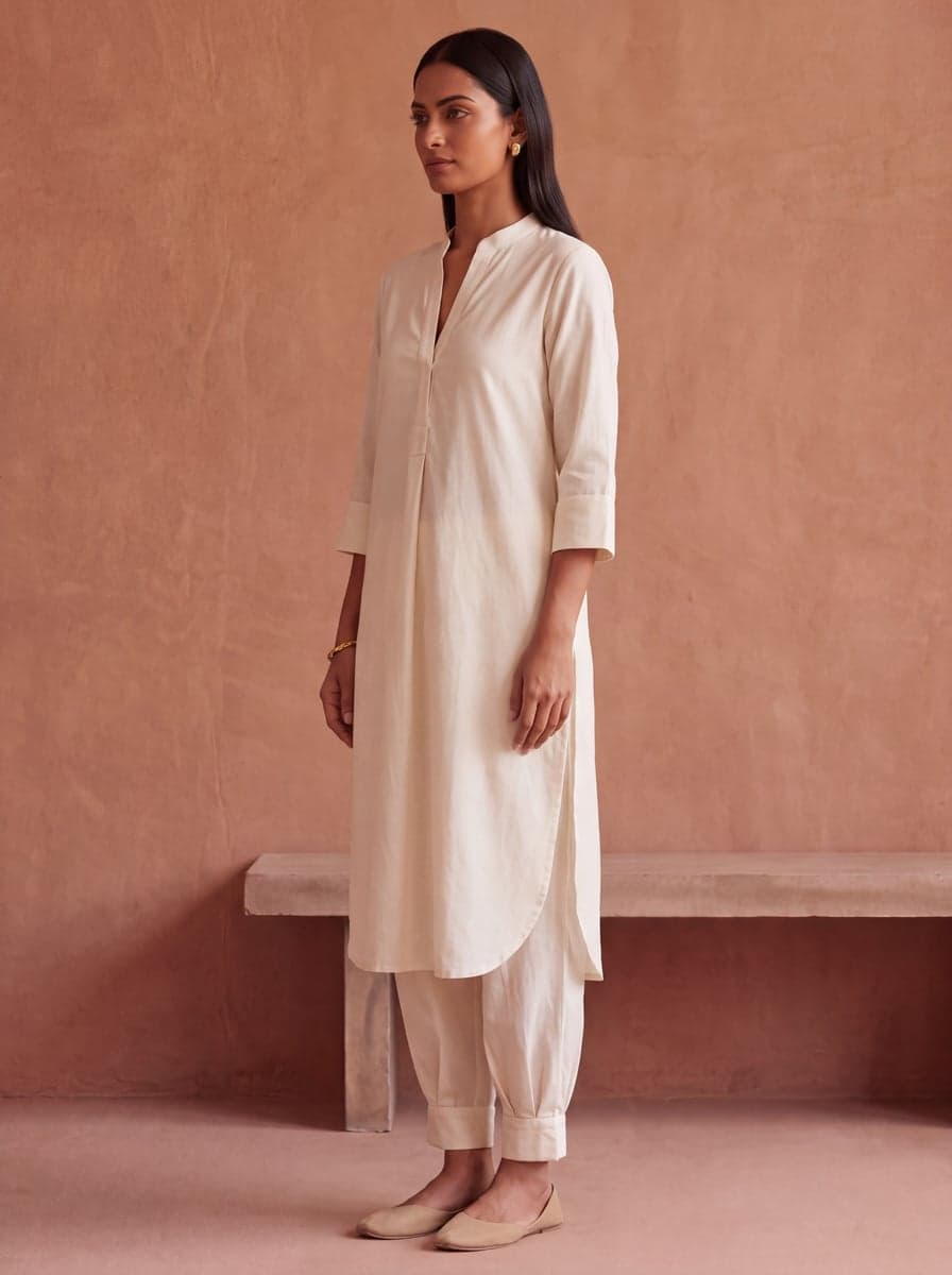 Aira Pathani Co-ord Set - Ivory - three-quarter