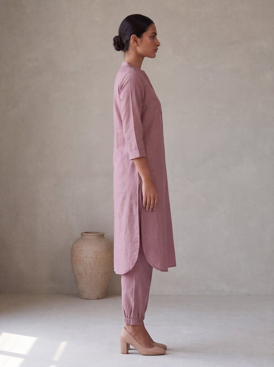 Aira Pathani Co-ord Set - Dusty Rose - side