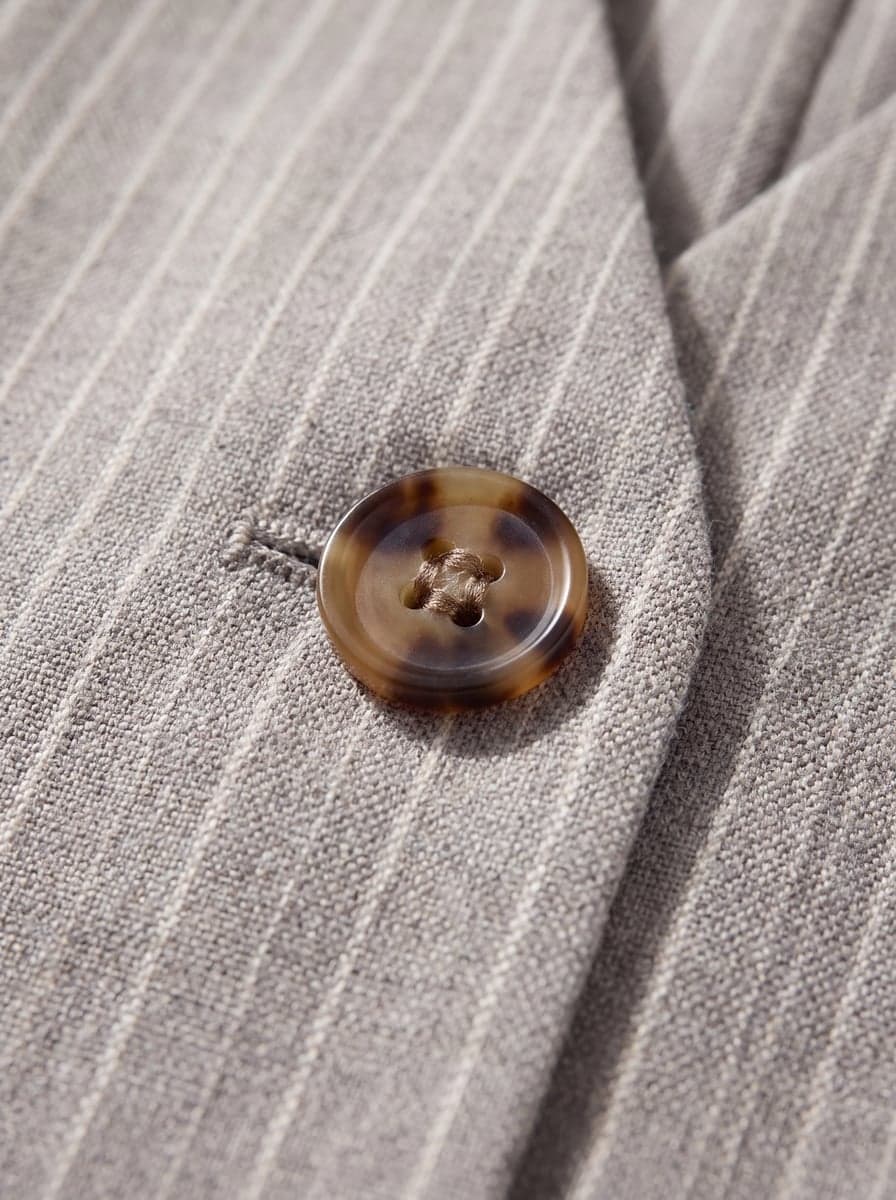 Striped Waistcoat Co-ord Set - Grey - button and pinstripe close-up