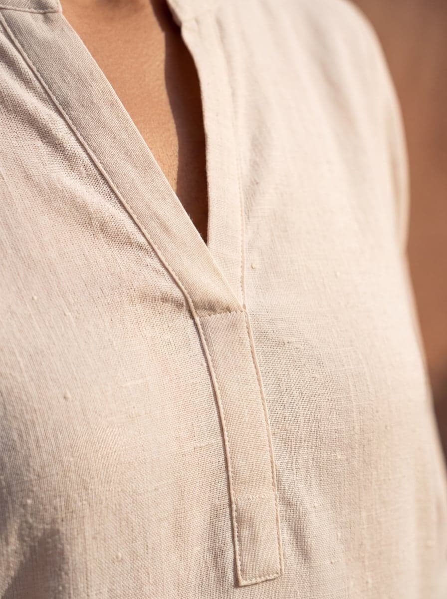 Aira Pathani Co-ord Set - Ivory - placket close-up