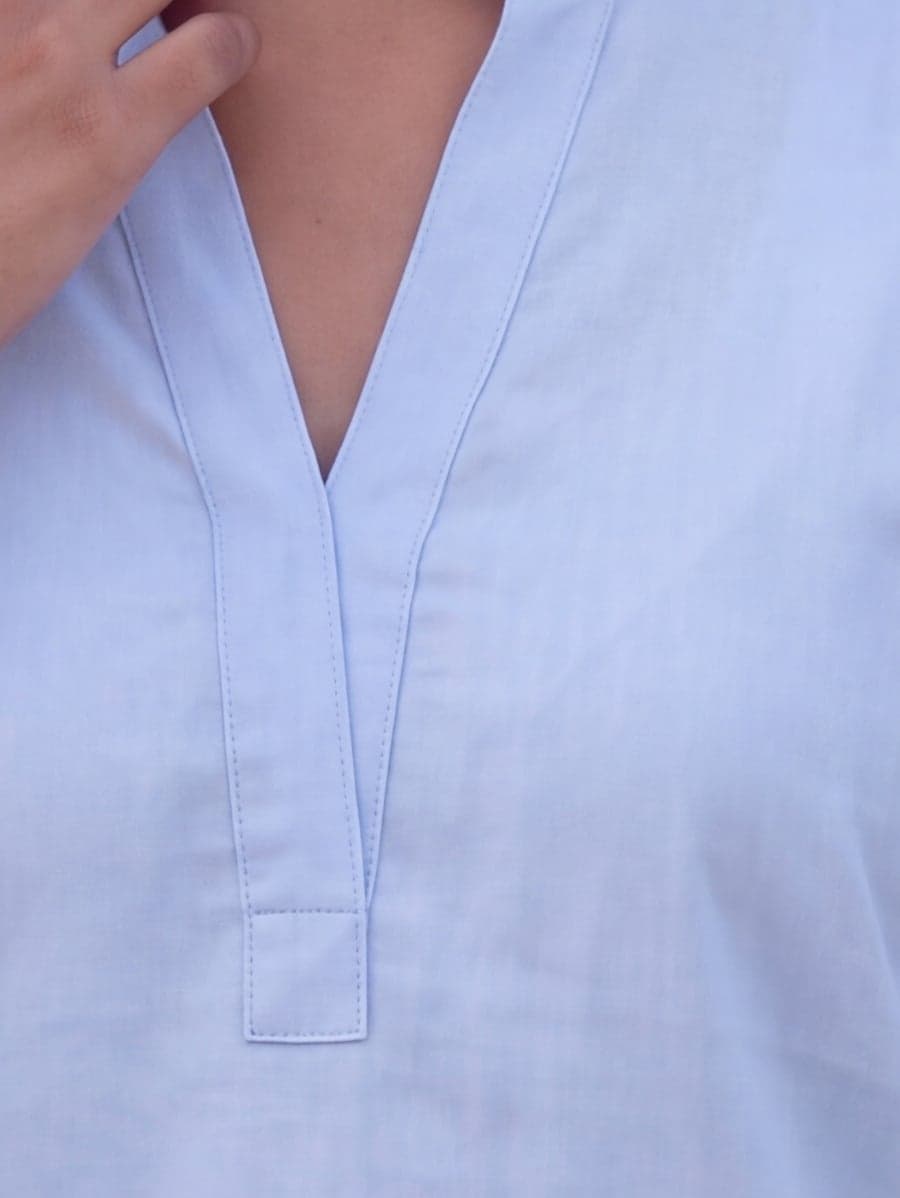 Aira Pathani Co-ord Set - Powder Blue - neckline close-up