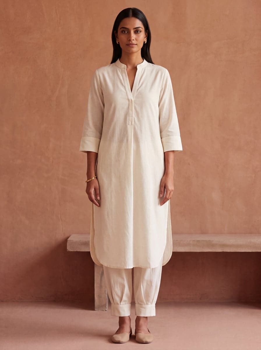 Aira Pathani Co-ord Set - Ivory - front