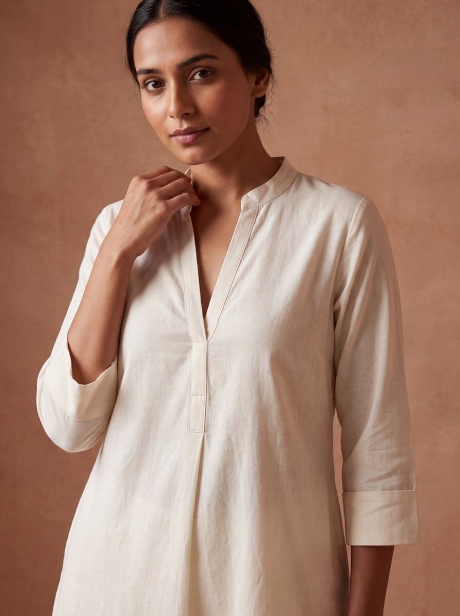 Aira Pathani Co-ord Set - Ivory - waist-up
