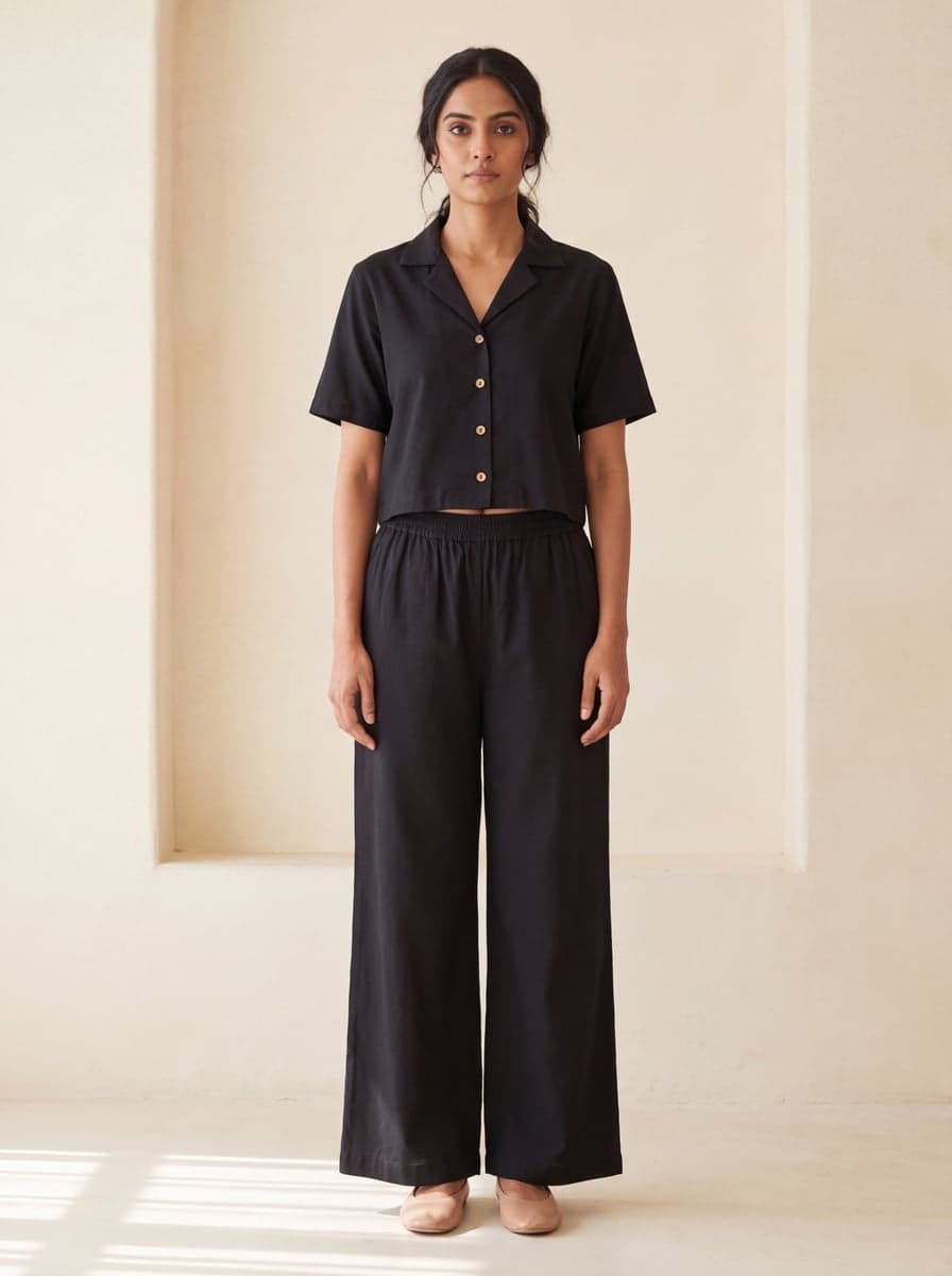 Easy Fit Co-ord Set - Black - front