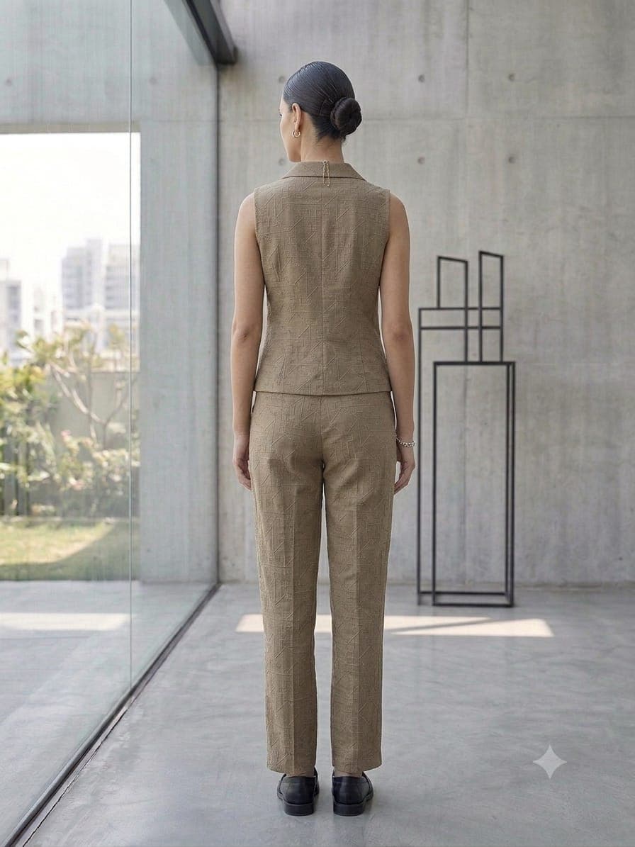 Mulmul everyday kurta, plaster — weave detail at 1:1